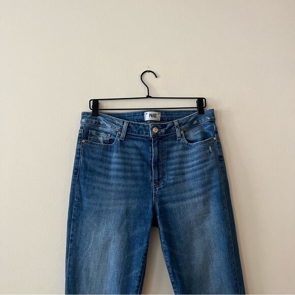 Paige High Rise Manhattan Bootcut Jeans in Spritz Distressed - Picture 3 of 8